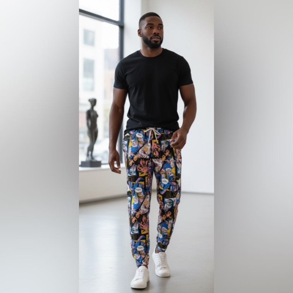 Nwt- Medium Comic Pattern By Tokyo Drill Soft, Active Gym Jogger Sweatpants
